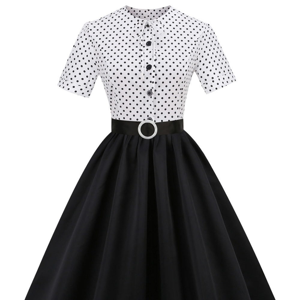 Black and White Polka Dots Vintage 1950s Dress